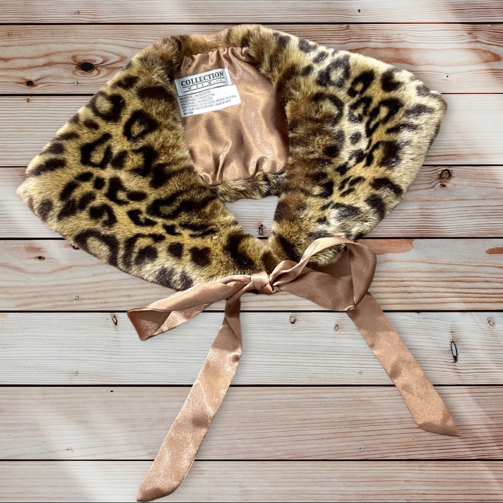 Collection XIIX Faux Leopard Fur Collar Scarf